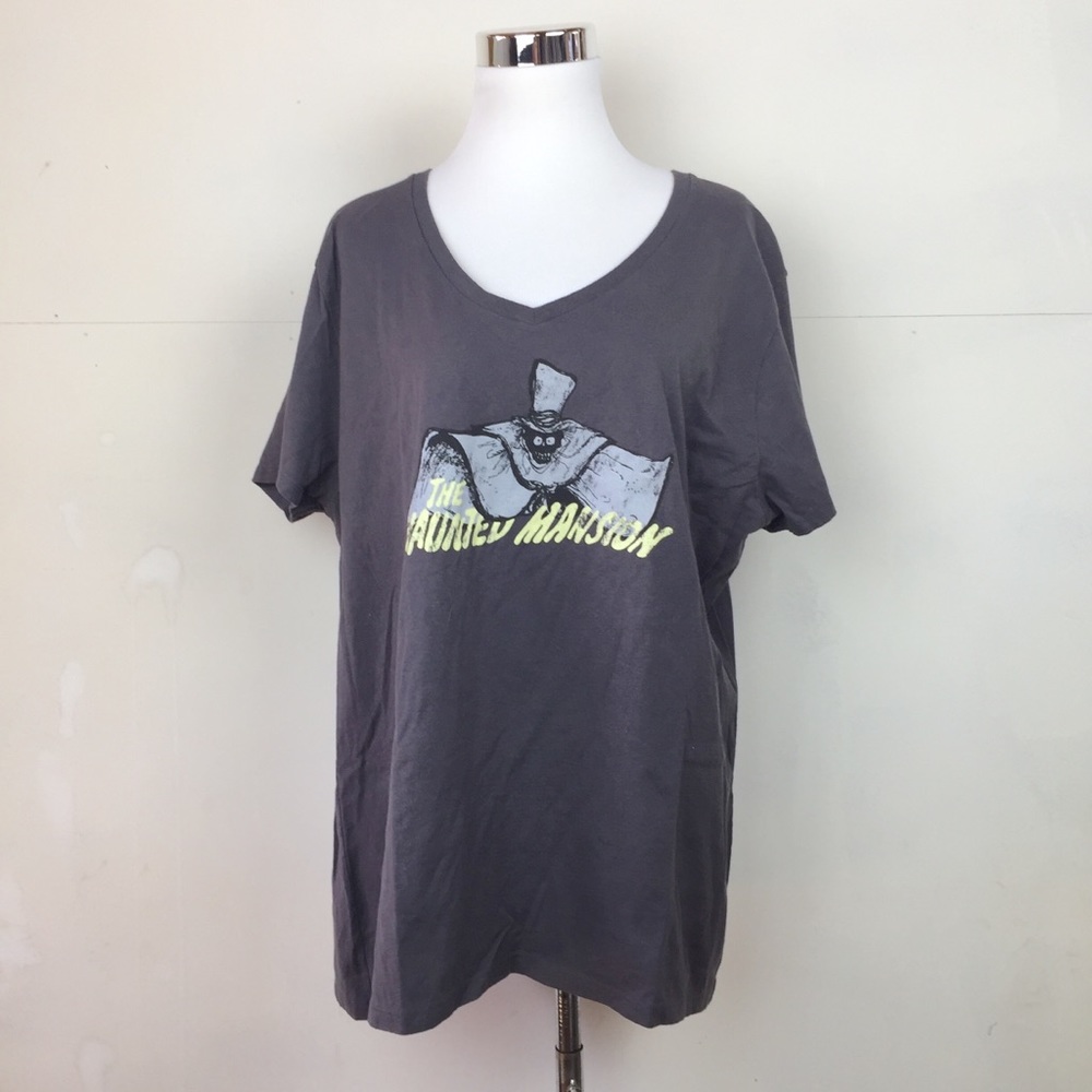 Disney Hatbox Ghost Glow in the Dark V Neck Tee